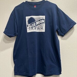 Blue Moon Beer Brewing Hanes Blue Graphic Tee,large,Tagless